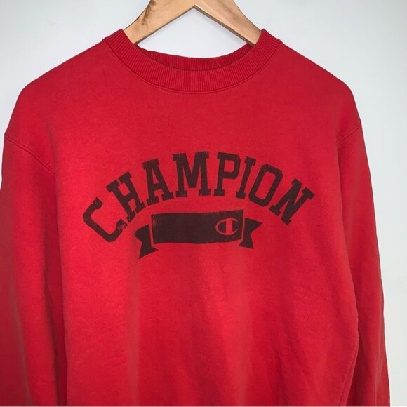 Vintage Champion Eco Authentic‎ Crewneck Sweater Pullover Red  Men’s Size Small - Picture 3 of 8